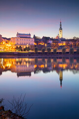 Fototapeta na wymiar Tabor, Czech Republic. Cityscape image of Tabor, Czechia at beautiful autumn sunset.