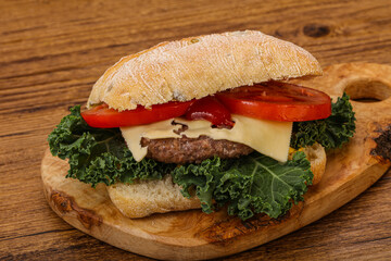 Italian ciabatta bread with burger