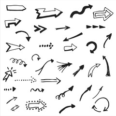 Vector set of hand drawn arrows