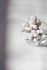 Cotton swabs. Ethological cosmetology. Natural minerals and cosmetics background.