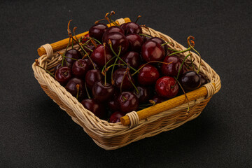 Sweet cherry in the basket