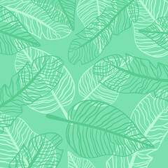 Floral summer lined textured background with palm leaves. Vector illustration 