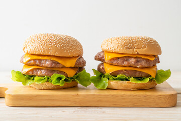 pork hamburger or pork burger with cheese