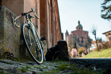 vintage road bike in old road near San Luca © francescograssi