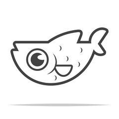 Fish outline icon vector isolated