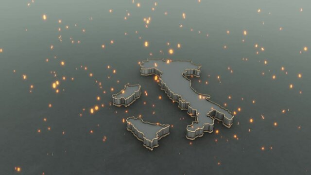3D animation of the map of italy