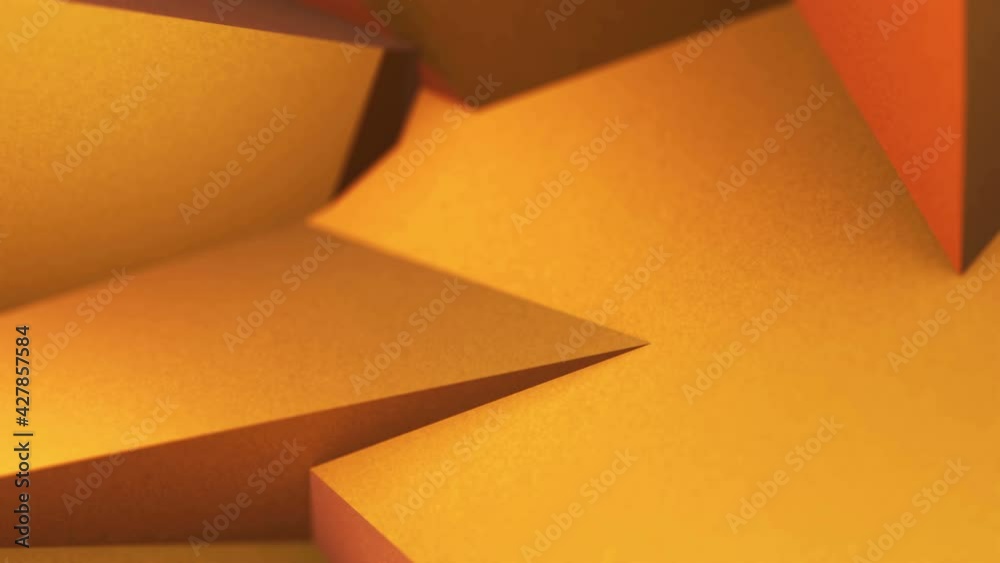 Wall mural golden abstract folded geometric paper shapes polygons 3d video animation design background template