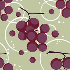 Grape, bunch of grapes seamless pattern on green background. Flat illustration fruit, berry print 