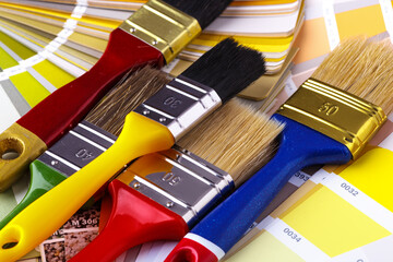 Close-up on color palette guide for printing and painting. Concept - choice of colors for design.