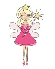 Fototapeta na wymiar sweet fairy - isolated doodle character