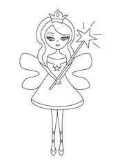 sweet fairy - isolated doodle character , coloring book
