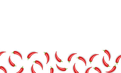 Red Hot Chilli Pepper Border With White Background With Gradient Mesh, Vector Illustration