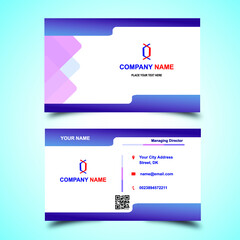 Business Card with abstract blue vector background front and back 