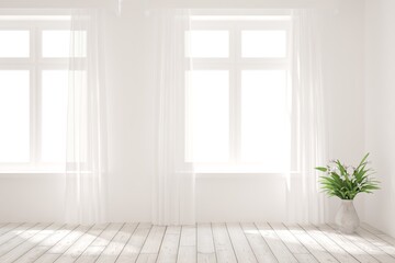 Naklejka na ściany i meble White empty room. Scandinavian interior design. 3D illustration