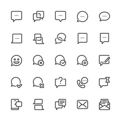 Simple Interface Icons Related to Message. Conversation, SMS, Notifications, Group Chat. Editable Stroke. 32x32 Pixel Perfect.