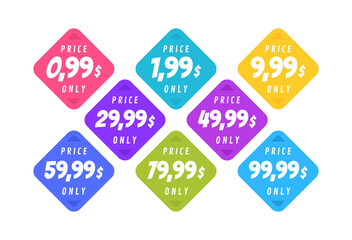 Set discount label. Sale offer badge. Banner template for business, shops, advertising , discount, sale. Modern flat style vector illustration