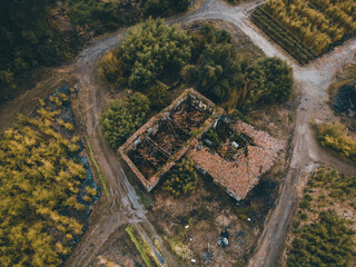 aerial view of a village 