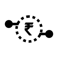 Digital rupee currency icon vector symbol and sign for digital transactions for asset and wallet in a flat color glyph pictogram illustration