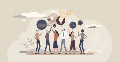 Community engagement as public social question discussion tiny person concept