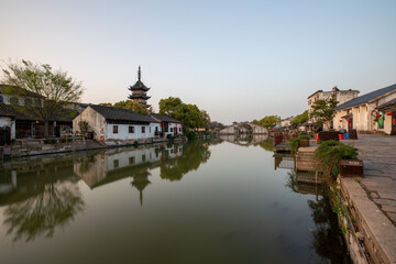 Fototapeta na wymiar Landscapes of Zhenze Village, a historic canal town in southwest Suzhou, Jiangsu Province, China