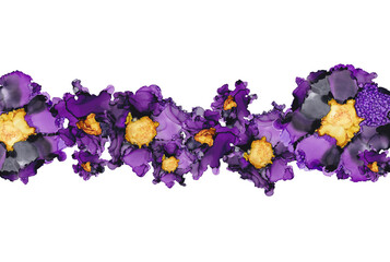 Abstract painting, purple flowers, isolated on white. Colorful wallpaper for graphic design. Alcohol ink technique. Web banner purple gradient fill background.