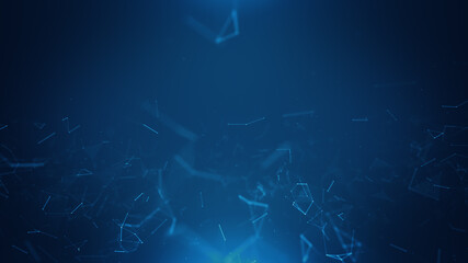 Abstract Digital Data Plexus Technology Background/ 4k animation of an abstract plexus shape technology background with low polygons lines and dots for network digital data concept and communication