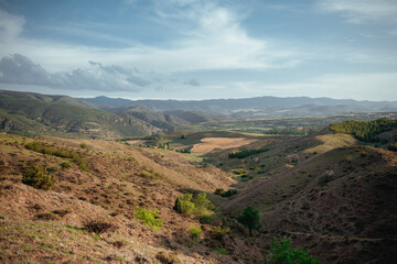 Fototapeta na wymiar A large plain, mountains and spike fields in Anatolia