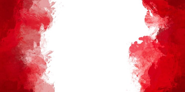 Red brush paint watercolor background texture from illustration, equipment isolated on white background.