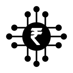 Digital rupee sign icon vector currency symbol for digital transactions for asset and wallet in a flat color glyph pictogram illustration