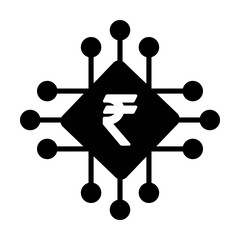 Digital rupee icon vector currency symbol for digital transactions for asset and wallet in a flat color glyph pictogram illustration