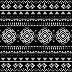 Slovak folk art vector seamless pattern with ethnic, tribal geometric shapes - inspired by traditional painted art from village Cicmany in Zilina region, Slovakia
	