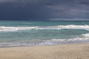 Fototapeta na wymiar Storm Dark Cloud Beach Ocean