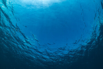 Underwater of tropical; sun rays passing through water.