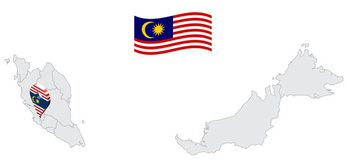 Fototapeta premium Location of Kuala Lumpur capital city on map Malaysia. 3d State Kuala Lumpur flag map marker location pin. Quality map with States of Malaysia for your web site design, app, UI. EPS10.