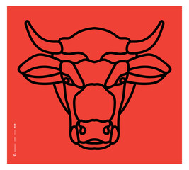Abstract polygonal the head of a cow. Geometric linear animal. ox
