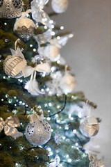 Handmade white and silver gem Christmas tree decorations