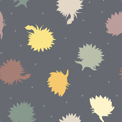Vector Sunflower Silhouettes in Natural Toned Color Scheme with Dots seamless pattern background. Perfect for fabric, scrapbooking and wallpaper projects.