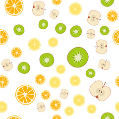 vector seamless cartoon pattern fruits on white background