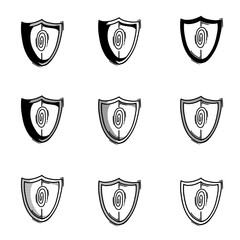 shield fingerprint doodle vector icon. Drawing sketch illustration hand drawn line eps10