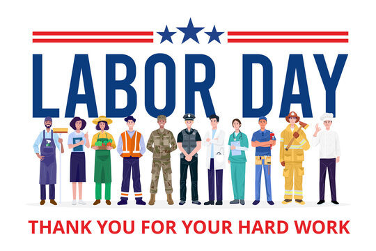 Happy Labor Day. Group of People with Different Jobs. Vector