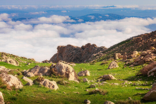 Atlas mountains located in north africa and this is tikjda located in Algeria , Landscape view of national park Tikjda in Bouira Algeria