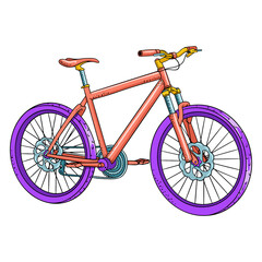 Obraz premium Bicycle. International Bicycle Day. Bicycle drawn in cartoon style.