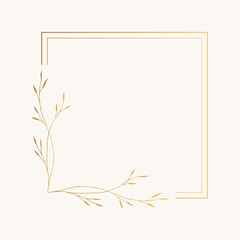 Elegant squared frame with golden leaves. Vector isolated illustration. - 427874107