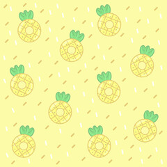 Cute pattern with pineapples on a yellow background.
