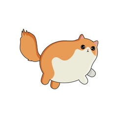 A contented fat red cat isolated on white background. A bright, fun print with a cute funny cat is a great print for a T-shirt, hoodie, and other clothing.