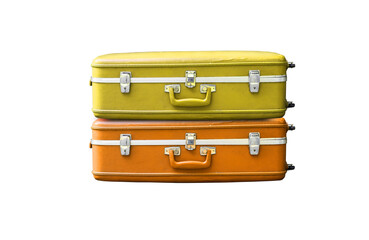 Old suitcases isolated on white background