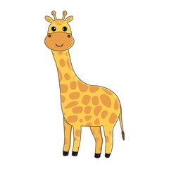 Obraz premium Cute little giraffe isolated on white background. Funny African animal. Childish character.