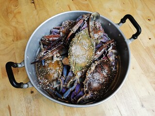 Crab in a pot prepared to steam