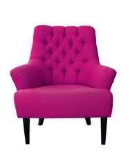 Trendy magenta soft armchair isolated on white background. Contemporary living room furniture