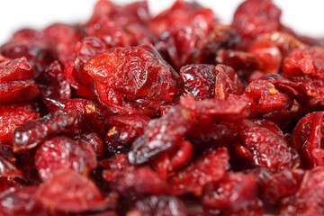 Dried cranberries. Dried cranberries on a white background.